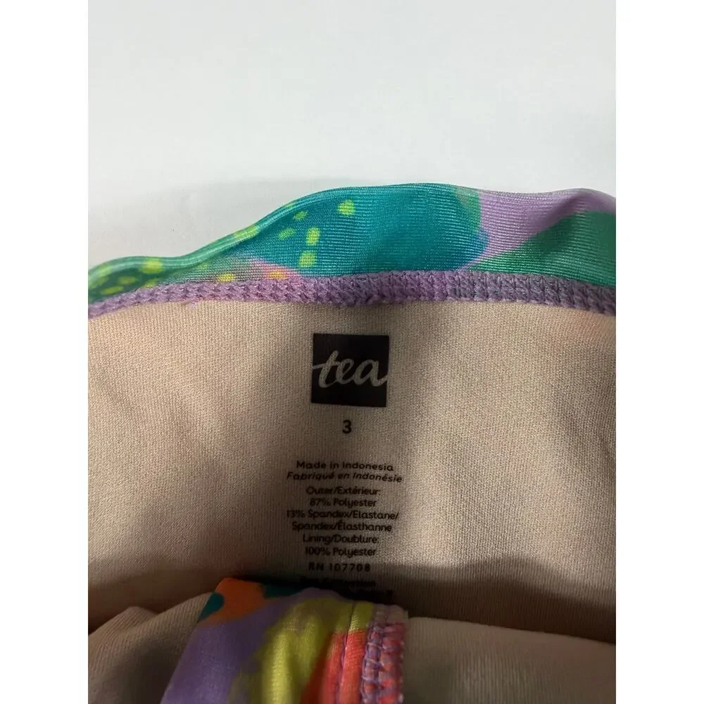 Tea Collection Tropical Floral Long Sleeve One-Piece Rash Guard Swimsuit Size 3